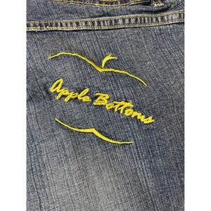 VTG Apple Bottoms Women Jeans Size 14W Distressed Bootcut Embroidered Yellow NWT